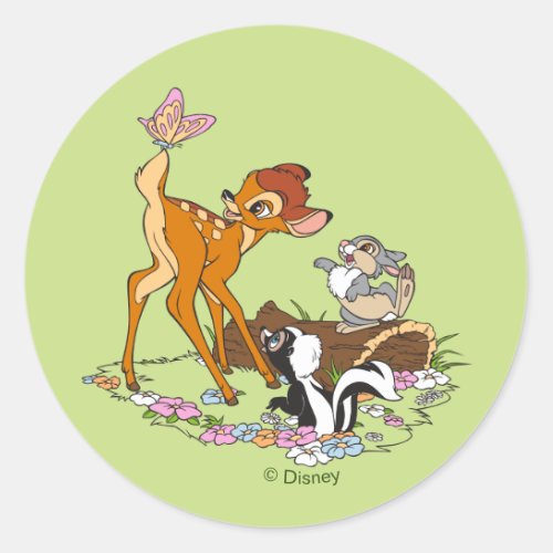 Bambi With Butterfly On Tail Classic Round Sticker