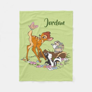 Bambi With Butterfly On Tail Fleece Blanket by bambi at Zazzle