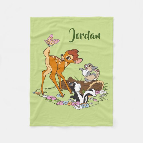 Bambi With Butterfly On Tail Fleece Blanket