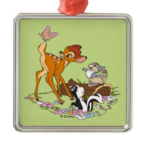 Bambi With Butterfly On Tail Metal Ornament