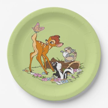 Bambi With Butterfly On Tail Paper Plates by bambi at Zazzle