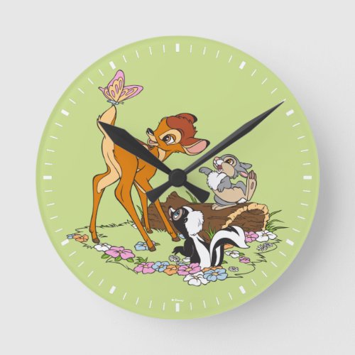 Bambi With Butterfly On Tail Round Clock