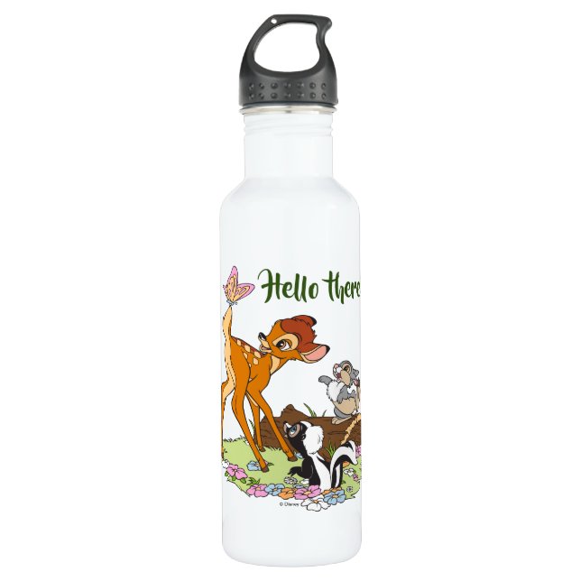 Bambi With Butterfly On Tail Stainless Steel Water Bottle (Front)