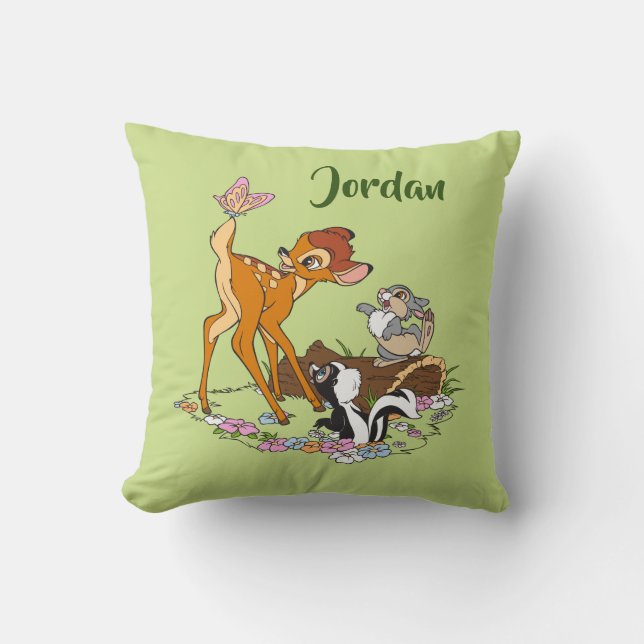 Bambi With Butterfly On Tail Throw Pillow (Front)