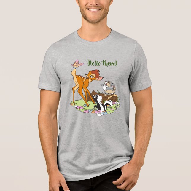 Bambi With Butterfly On Tail Tri-Blend Shirt (Front)