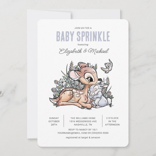 Bambi Woodland Baby Sprinkle Invitation (Front)