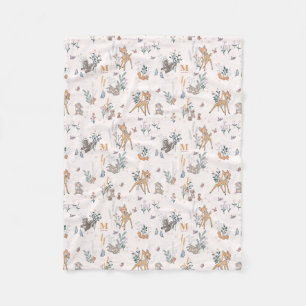 Bambi Woodland Friends Custom Initial Fleece Blanket