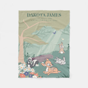 Bambi Woodland Scene Custom Birth StatS Fleece Blanket