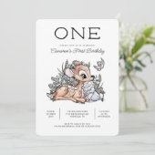 Bambi Woodland Watercolor 1st Birthday Invitation (Standing Front)