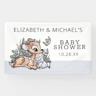 Bambi Woodland Watercolor Baby Shower Banner