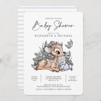 Bambi Woodland Watercolor Baby Shower Invitation