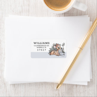 Bambi Woodland Watercolor Baby Shower Label