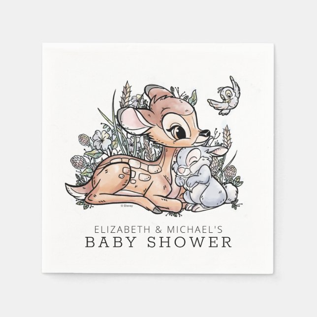 Bambi Woodland Watercolor Baby Shower  Napkins (Front)