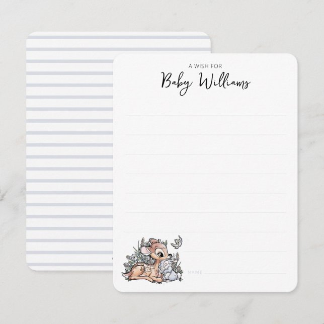 Bambi Woodland Watercolor Baby Shower Note Card (Front/Back)