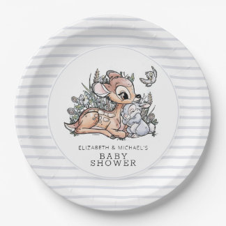 Bambi Woodland Watercolor Baby Shower Paper Plates