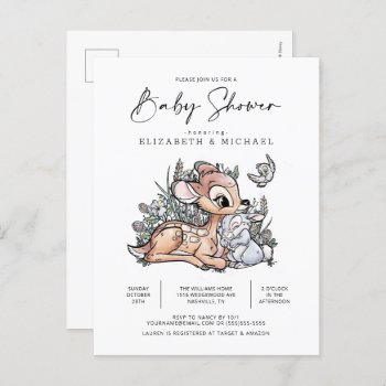 Bambi Woodland Watercolor Baby Shower Postcard by bambi at Zazzle