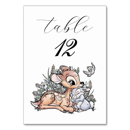 Bambi Woodland Watercolor Baby Shower Table Number