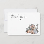 Bambi Woodland Watercolor Baby Shower Thank You Invitation (Front)