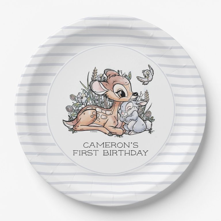 Bambi Woodland Watercolor Birthday Paper Plates