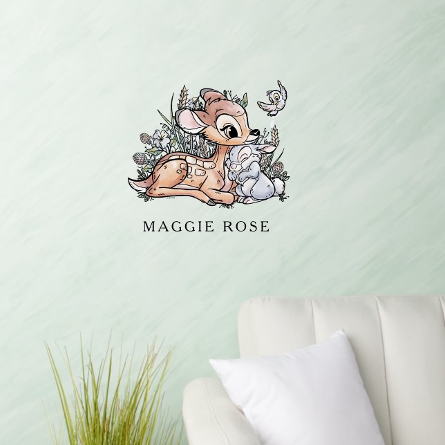 Bambi Woodland Watercolor Nursery | Personalizee Wall Decal (Living Room)