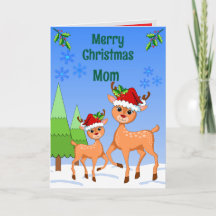 BambiDeer Christmas Folded Greeting Card