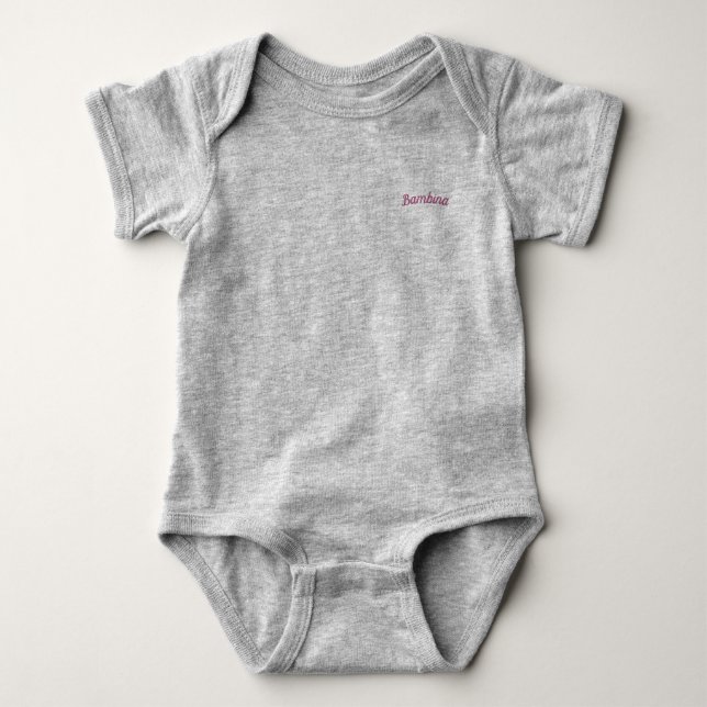 Bambina / 'Baby Girl' Mammaprada Bodysuit, Gray Baby Bodysuit (Front)
