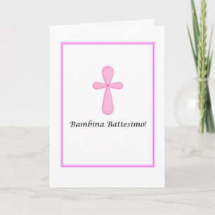 Bambina Battesimo - Baby Baptism in Italian Card