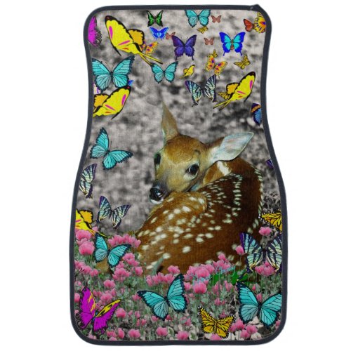 Bambina the White-Tailed Fawn in Butterflies Car Floor Mat