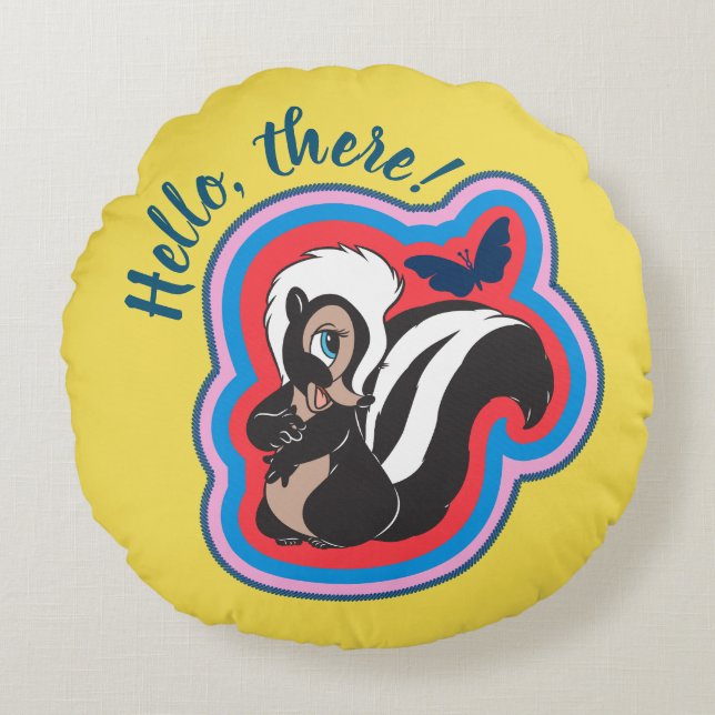 Bambi's Flower & Butterfly Badge Round Pillow (Front)