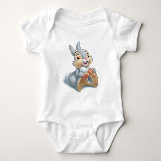 Bambi's Thumper Holding His Feet Baby Bodysuit (Front)