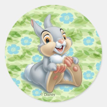 Bambi's Thumper Holding His Feet Classic Round Sticker by bambi at Zazzle