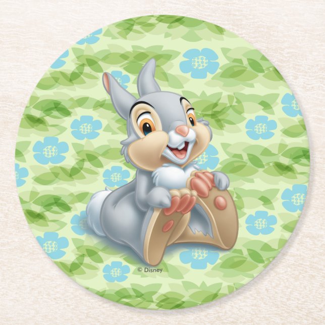Bambi's Thumper Holding His Feet Round Paper Coaster (Front)