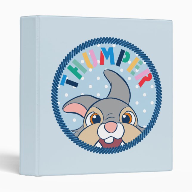 Bambi's Thumper Polka Dot Badge 3 Ring Binder (Front/Spine)
