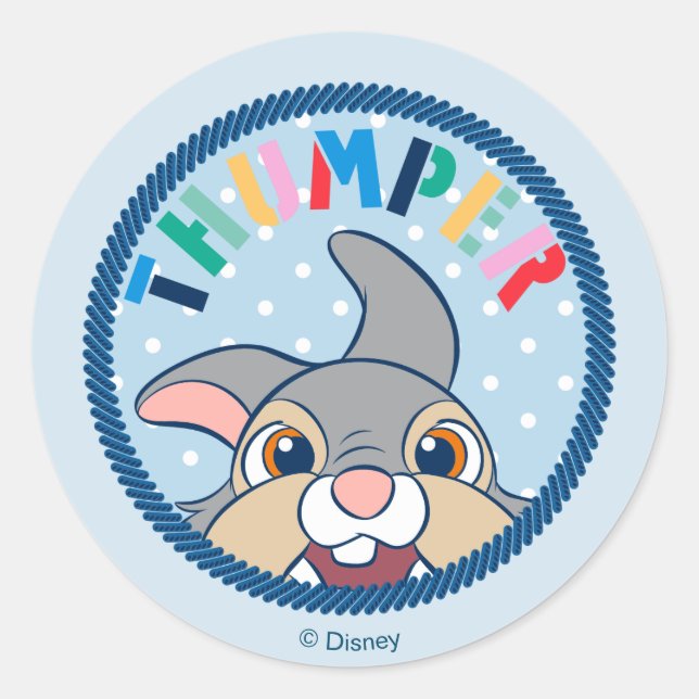 Bambi's Thumper Polka Dot Badge Classic Round Sticker (Front)