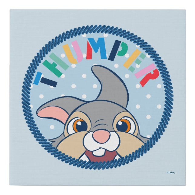 Bambi's Thumper Polka Dot Badge Faux Canvas Print (Front)