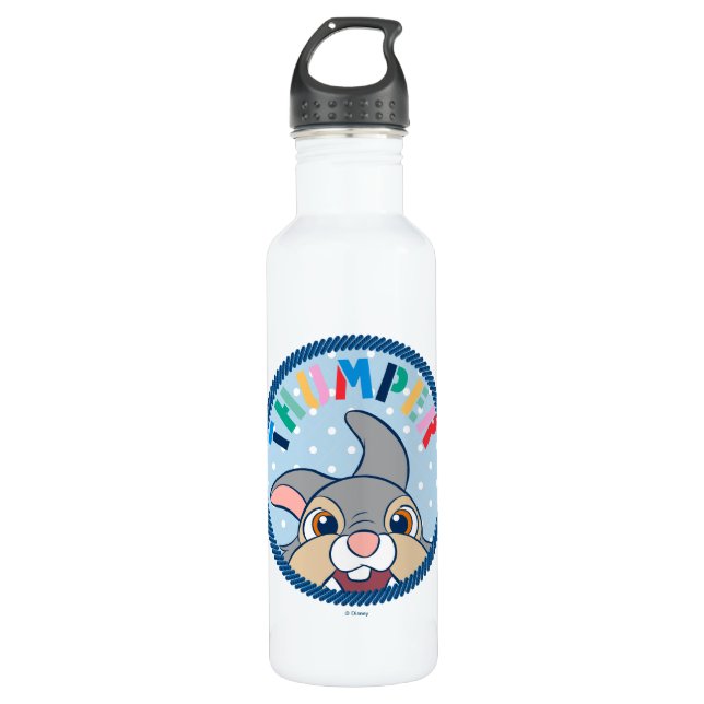 Bambi's Thumper Polka Dot Badge Stainless Steel Water Bottle (Front)
