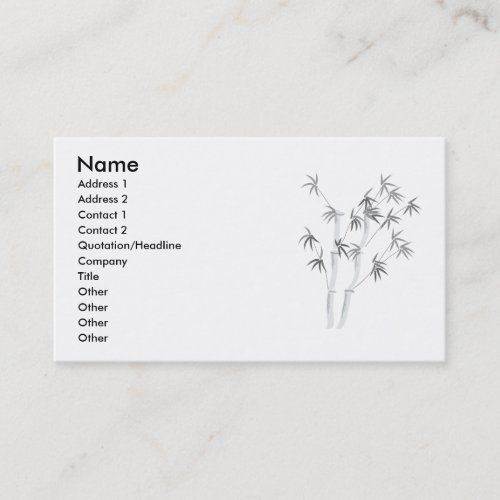 Bamboo-2, Name, Address 1, Address 2, Contact 1... Business Cards