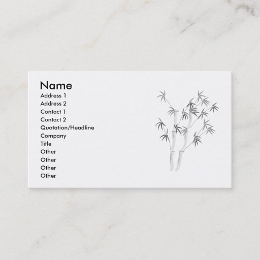 Customizable Bamboo-2, Name, Address 1, Address 2, Contact 1... Business Cards