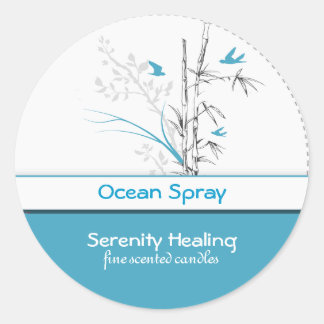 bamboo and blue birds candle label  customizable 1