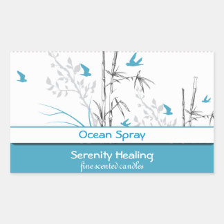 bamboo and blue birds candle label customizable 1b