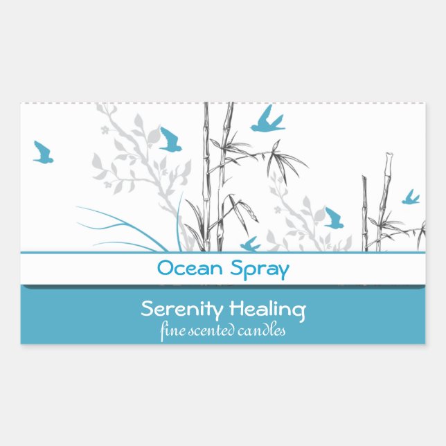 bamboo and blue birds candle label customizable 1b (Front)