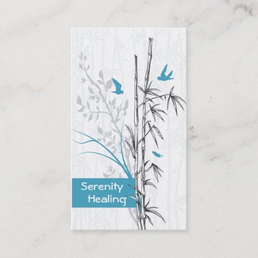 Customizable bamboo and bluebirds business cards