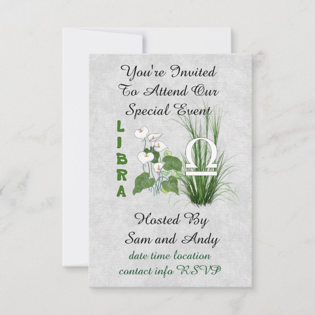 Bamboo and Lily Libra Invitation (Front)