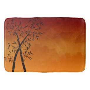 Bamboo and mountain view Scene Bathroom Mat
