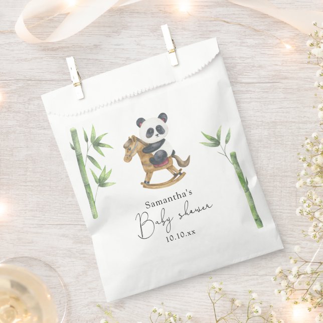 Bamboo and Panda Bear baby shower Favor Bag (Clipped)