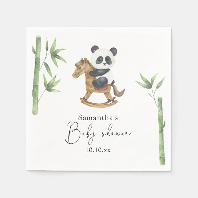 Bamboo and Panda Bear baby shower Napkins (Front)