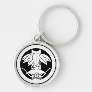 Bamboo and sedge hat in circle keychain