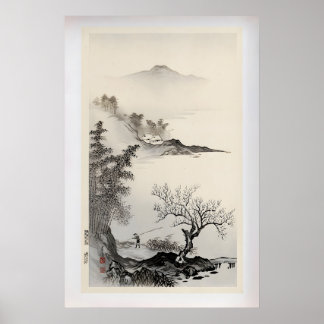 Bamboo, Apricot and a Fisherman by  Imoto Tekiho Poster