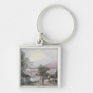 Bamboo Aqueduct at Hong Kong, engraved by Henry Ad Keychain