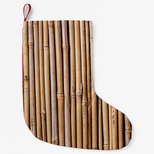 Bamboo barrier screen fence small christmas stocking (Front)